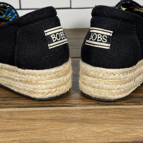 Skechers BOBS Highlights High Jinx Womens Sz 7.5 Shoes Black Canvas Espadrille - Picture 5 of 13